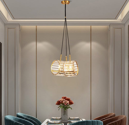 Lampara decorativa 3 tambores juntos cristal