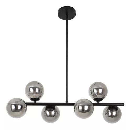Lampara decorativa barra horizontal 6 globos black smoke